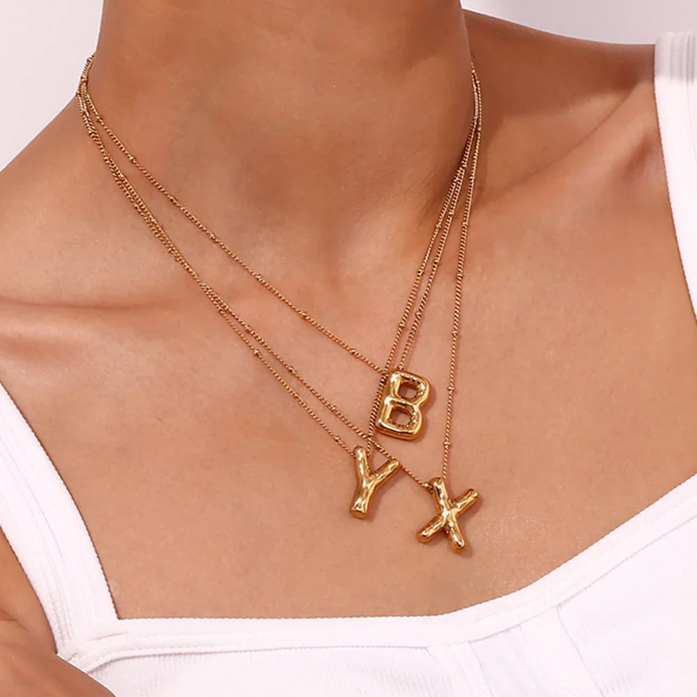 [Echo Fine]Balloon Gold Initial Necklace