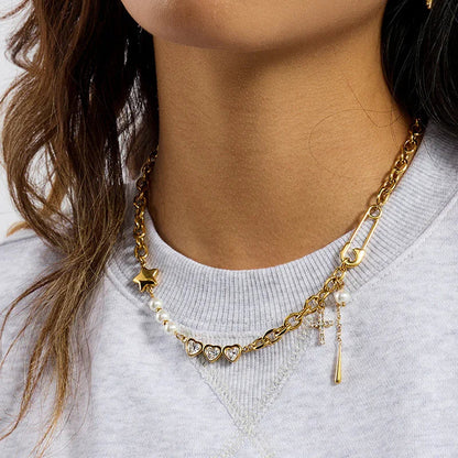 [Echo Fine]Zeraphine Diamond Pearl Gold Necklace