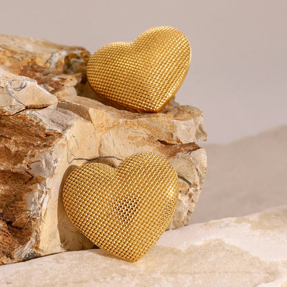 [Echo Fine]Cecelia Textured Heart Earrings