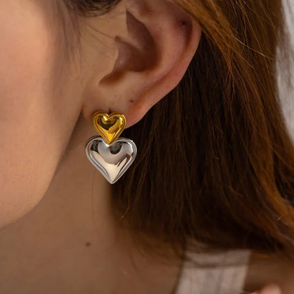 [Echo Fine]Zofia Two Tone Heart Earrings