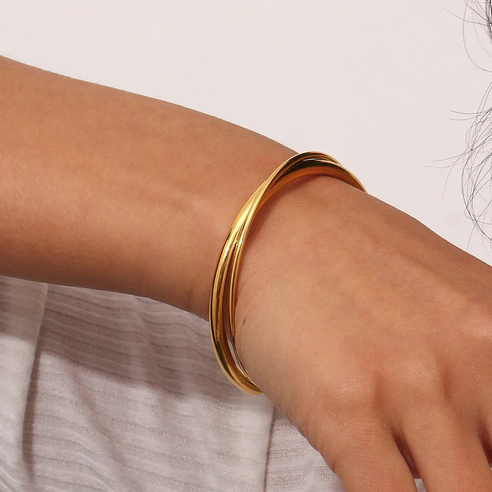 [Echo Fine]Rianne Layered Gold Bangle