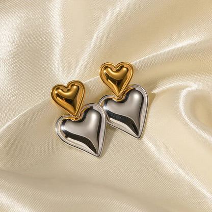 [Echo Fine]Zofia Two Tone Heart Earrings