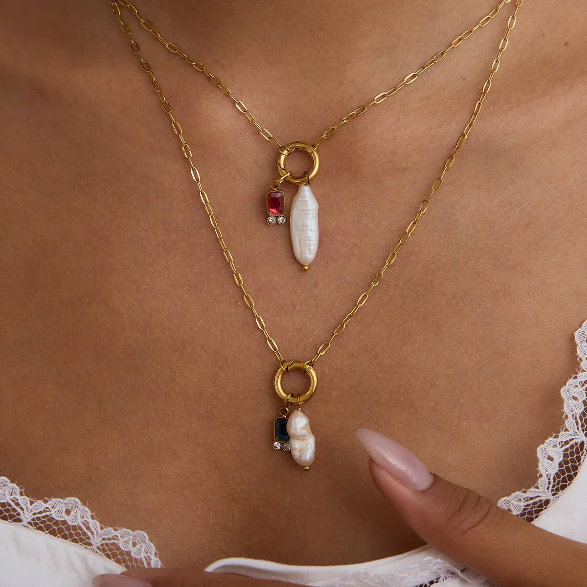 [Echo Fine]Caitlin Birthstone Pearl Necklace