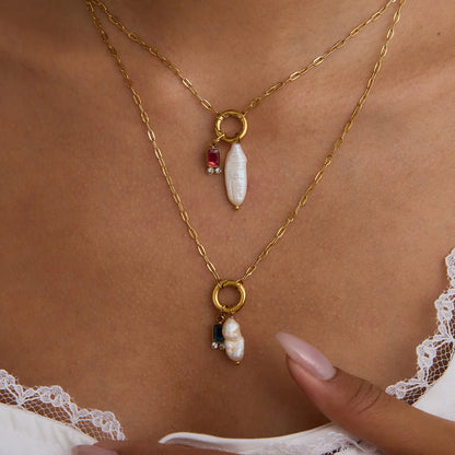 [Echo Fine]Caitlin Birthstone Pearl Necklace