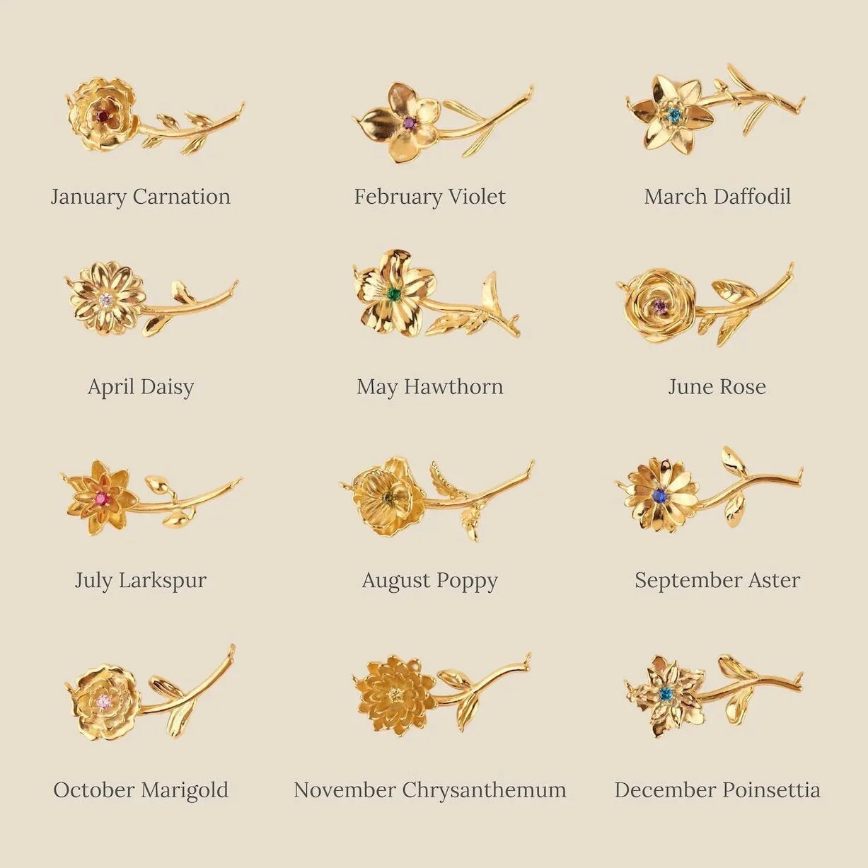 [Echo Fine]Maribelle Birth Flower Gold Necklace