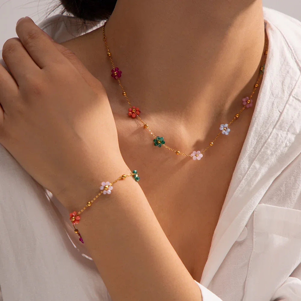 [Echo Fine]Azalea Floral Gold Necklace