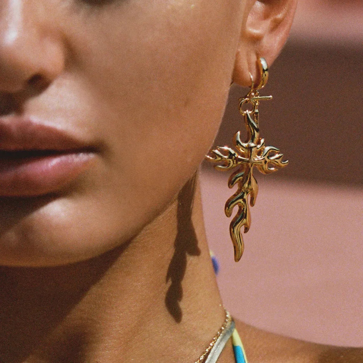 [Echo Fine]Adrielle Branched Cross Gold Earrings