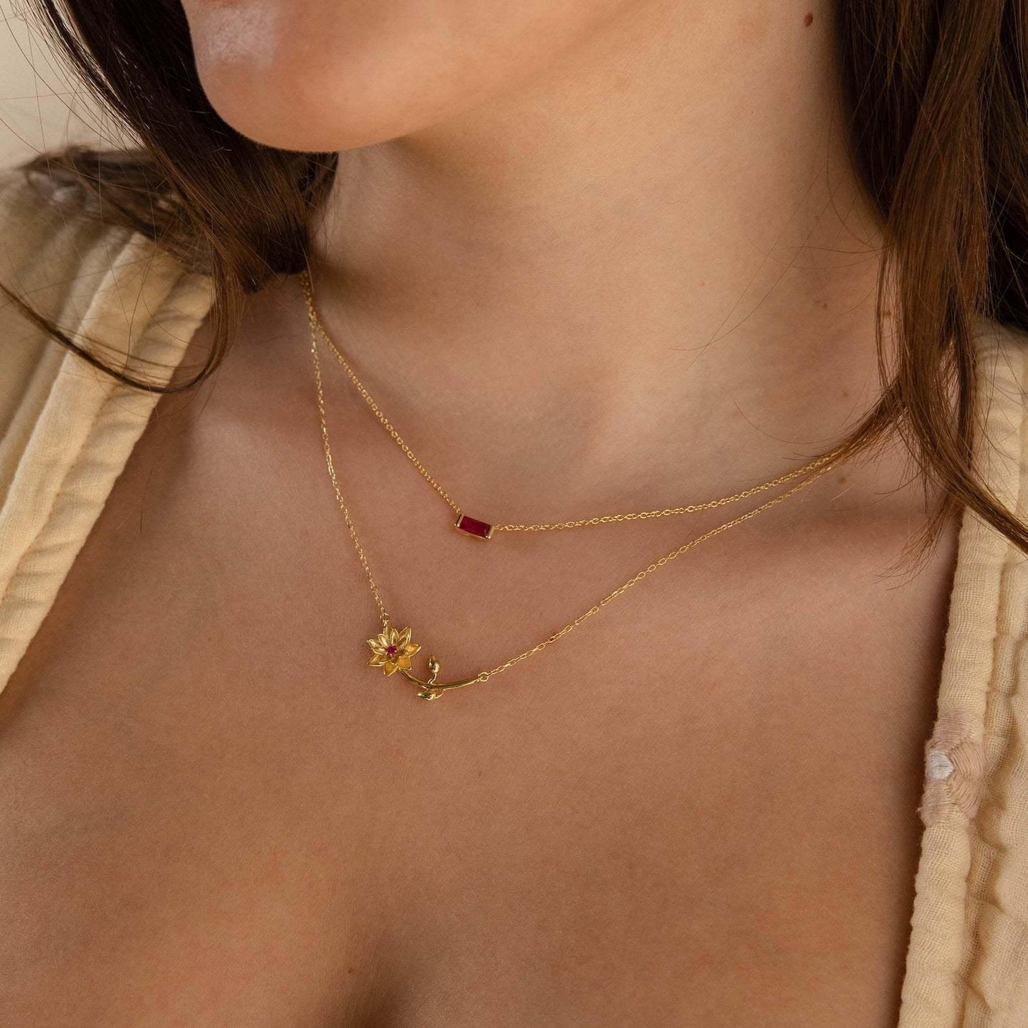 [Echo Fine]Maribelle Birth Flower Gold Necklace