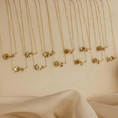 [Echo Fine]Maribelle Birth Flower Gold Necklace