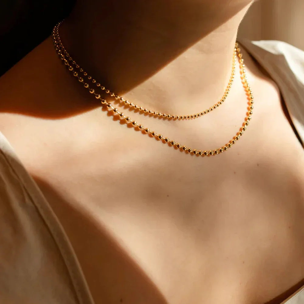 [Echo Fine]Layered Ball Chain Necklace