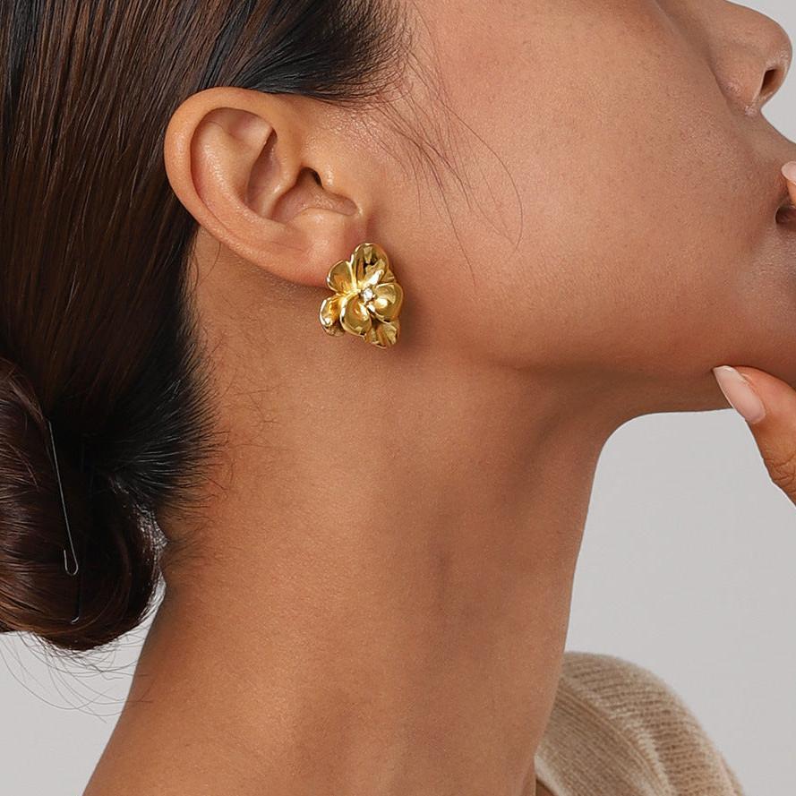 [Echo Fine]Ainsley Floral Gold Earrings