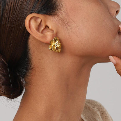[Echo Fine]Ainsley Floral Gold Earrings