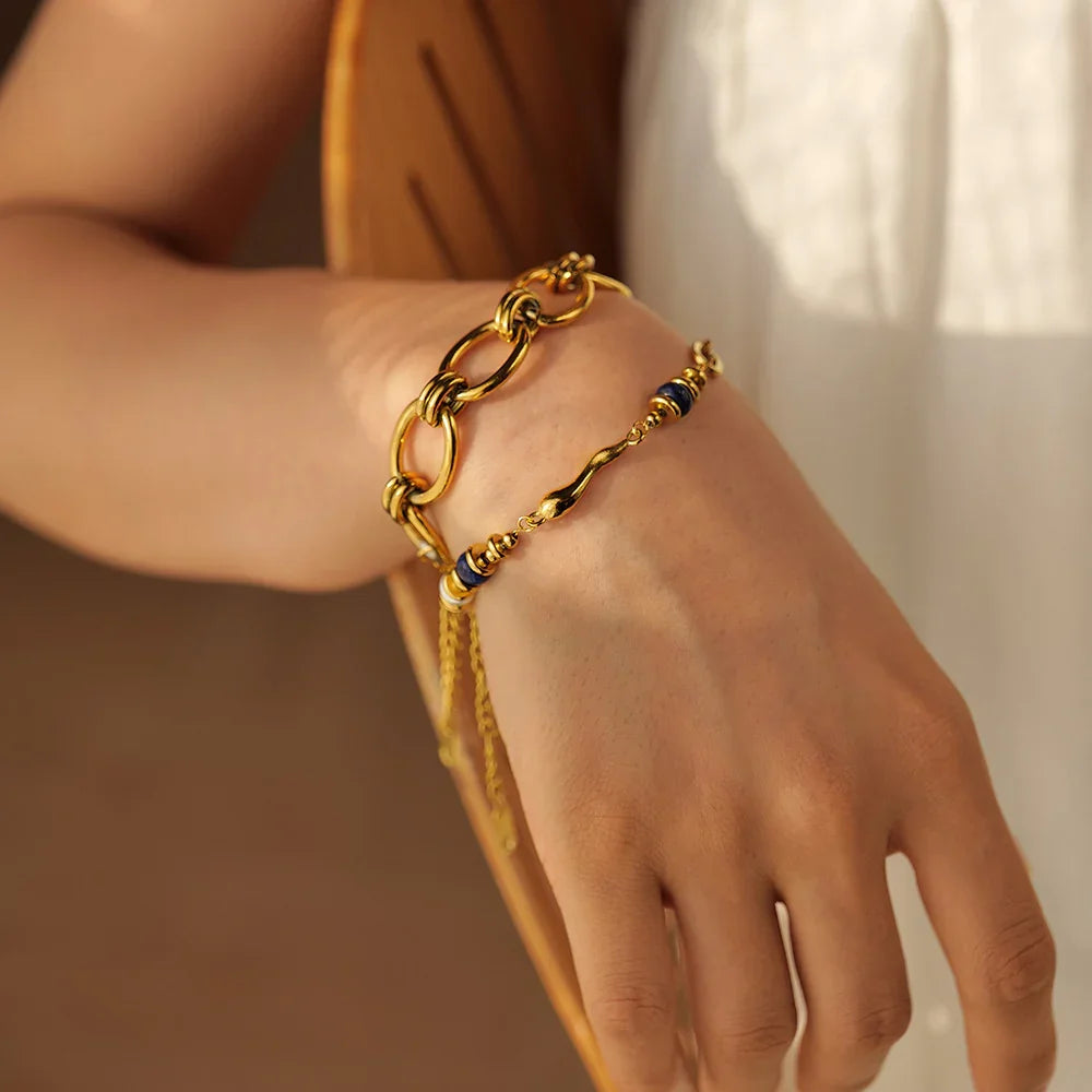 [Echo Fine]Quintessa Layered Chain Pearl Bracelet