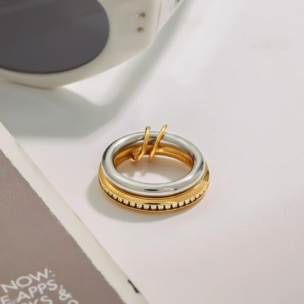[Echo Fine]Claire Two Tone Ring Stack