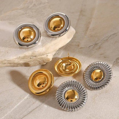 [Echo Fine]Summers Gold Button Earrings