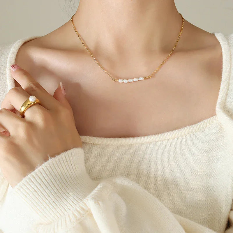 [Echo Fine]Fleur Freshwater Pearl Gold Necklace