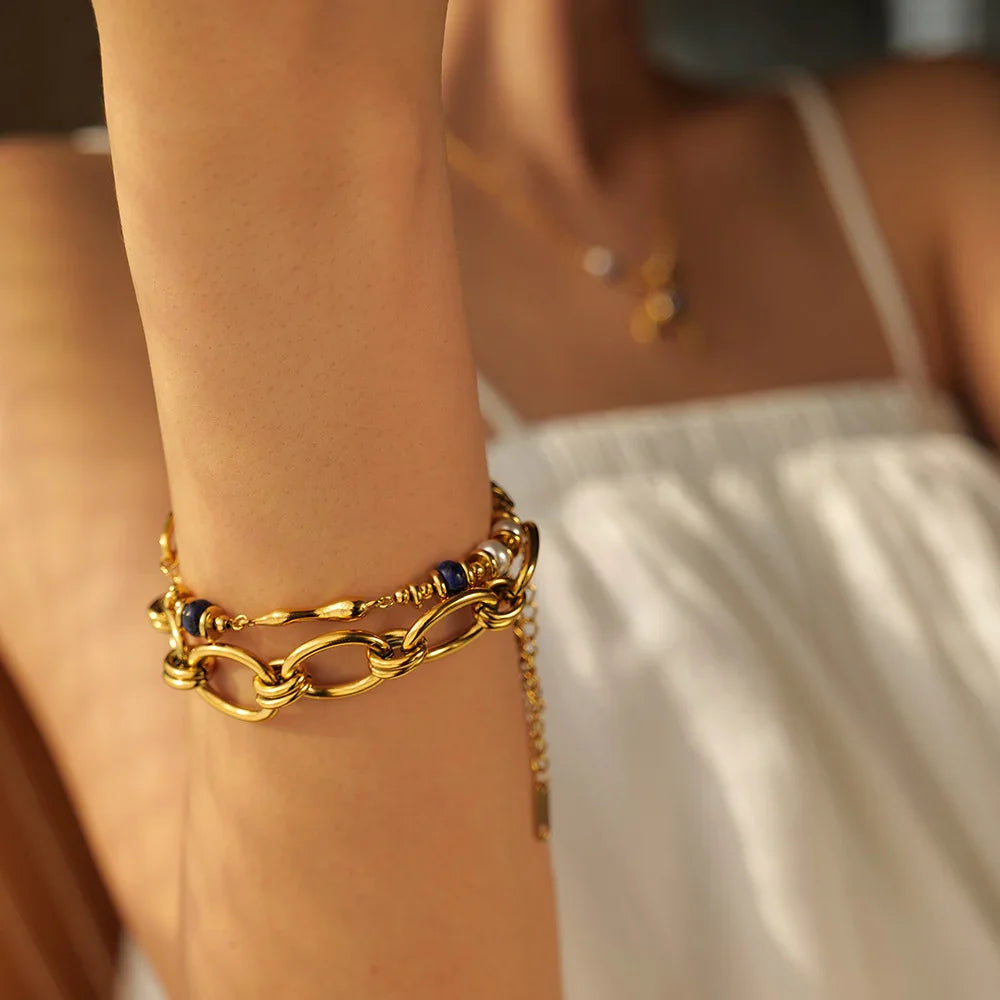 [Echo Fine]Quintessa Layered Chain Pearl Bracelet