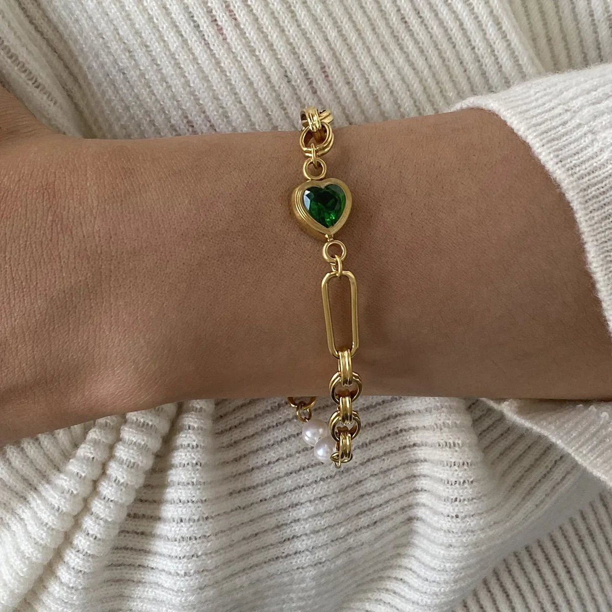 [Echo Fine]Maddison Pearl Chain Gold Bracelet