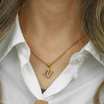[Echo Fine]Elodie Initial Letter Pearl Necklace