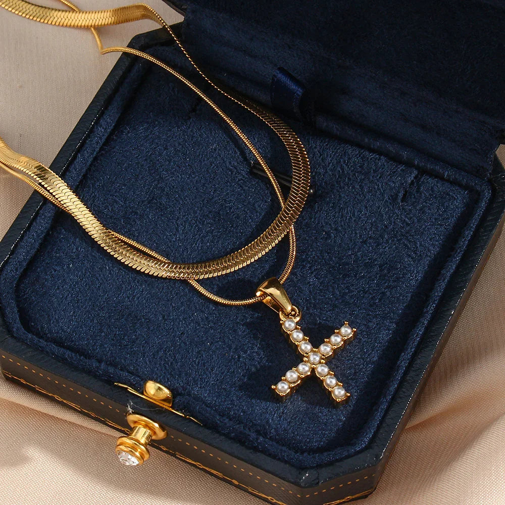 [Echo Fine]Fiona Layered Gold Initial Letter Necklace