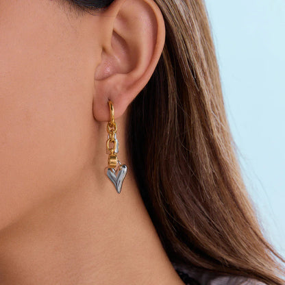 [Echo Fine]Sarah Heart & Lock Gold Earrings