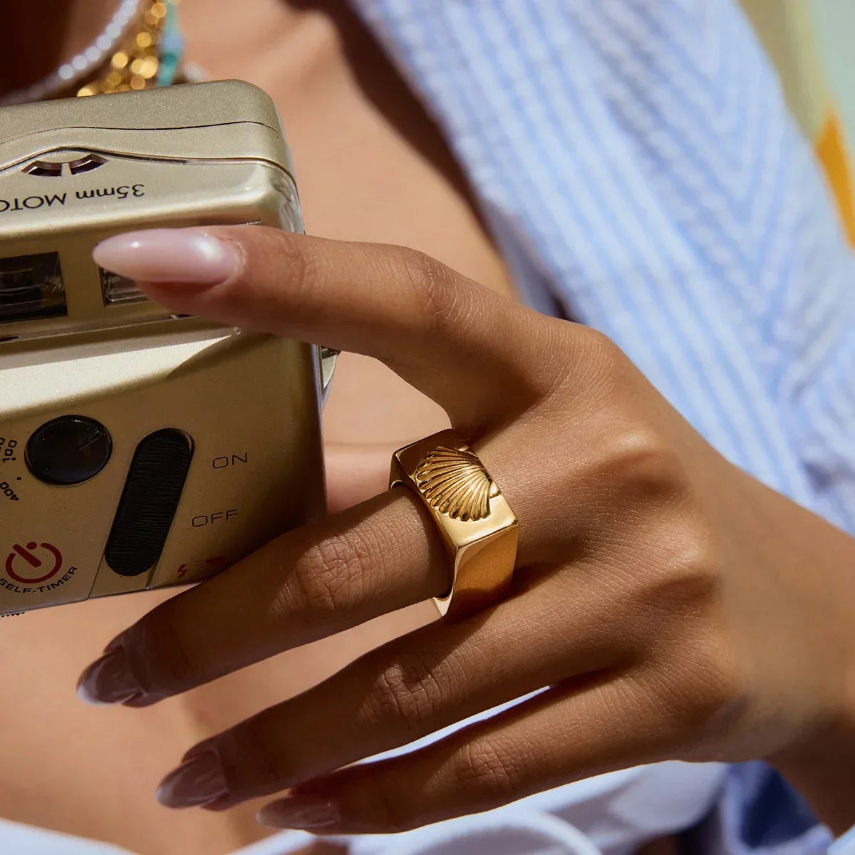 [Echo Fine]Carlotta Geometric Shell Ring