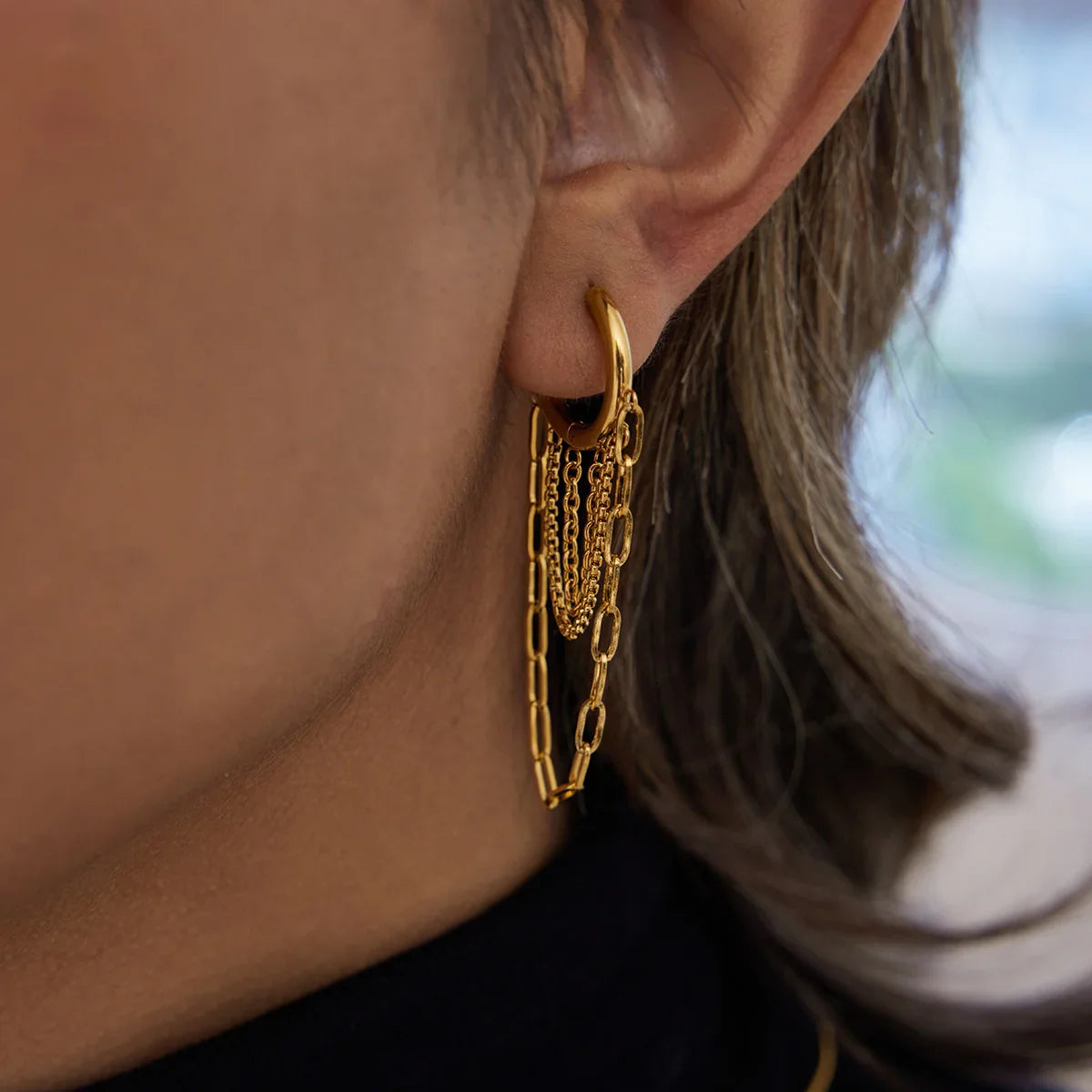 [Echo Fine]Alaina Link Chain Hoops
