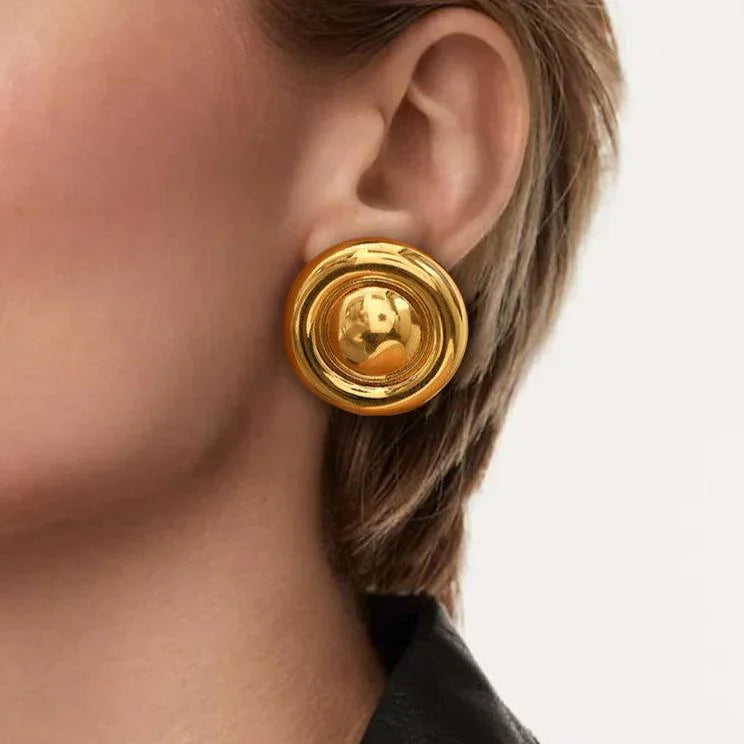 [Echo Fine]Summers Gold Button Earrings