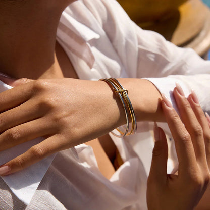 [Echo Fine]Romina Two Tone Stacked Bracelet