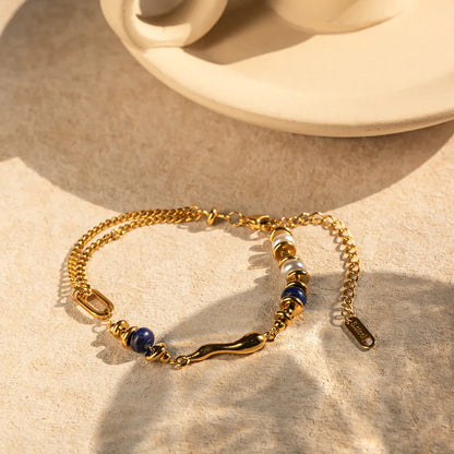 [Echo Fine]Quintessa Layered Chain Pearl Bracelet
