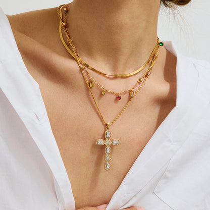 [Echo Fine]Evangelina Diamond Cross Necklace