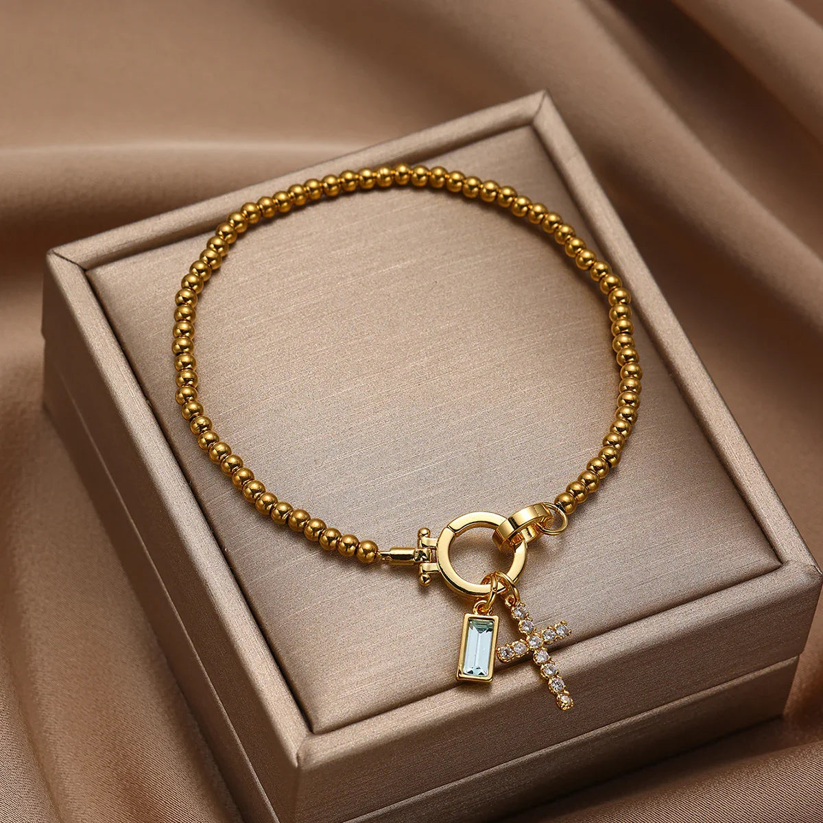 [Echo Fine]Amalia Birthstone Cross Bracelet