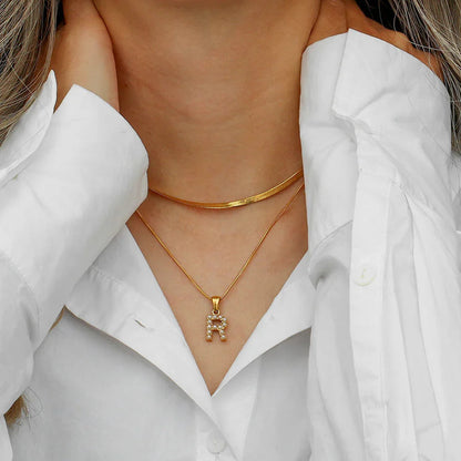 [Echo Fine]Fiona Layered Gold Initial Letter Necklace