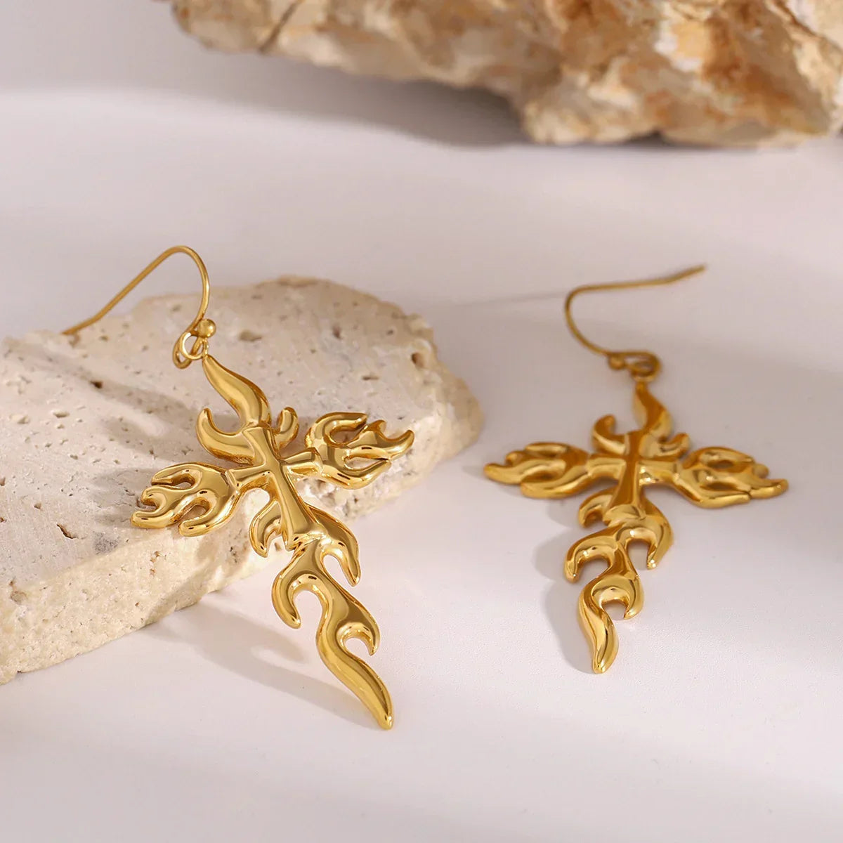 [Echo Fine]Adrielle Branched Cross Gold Earrings