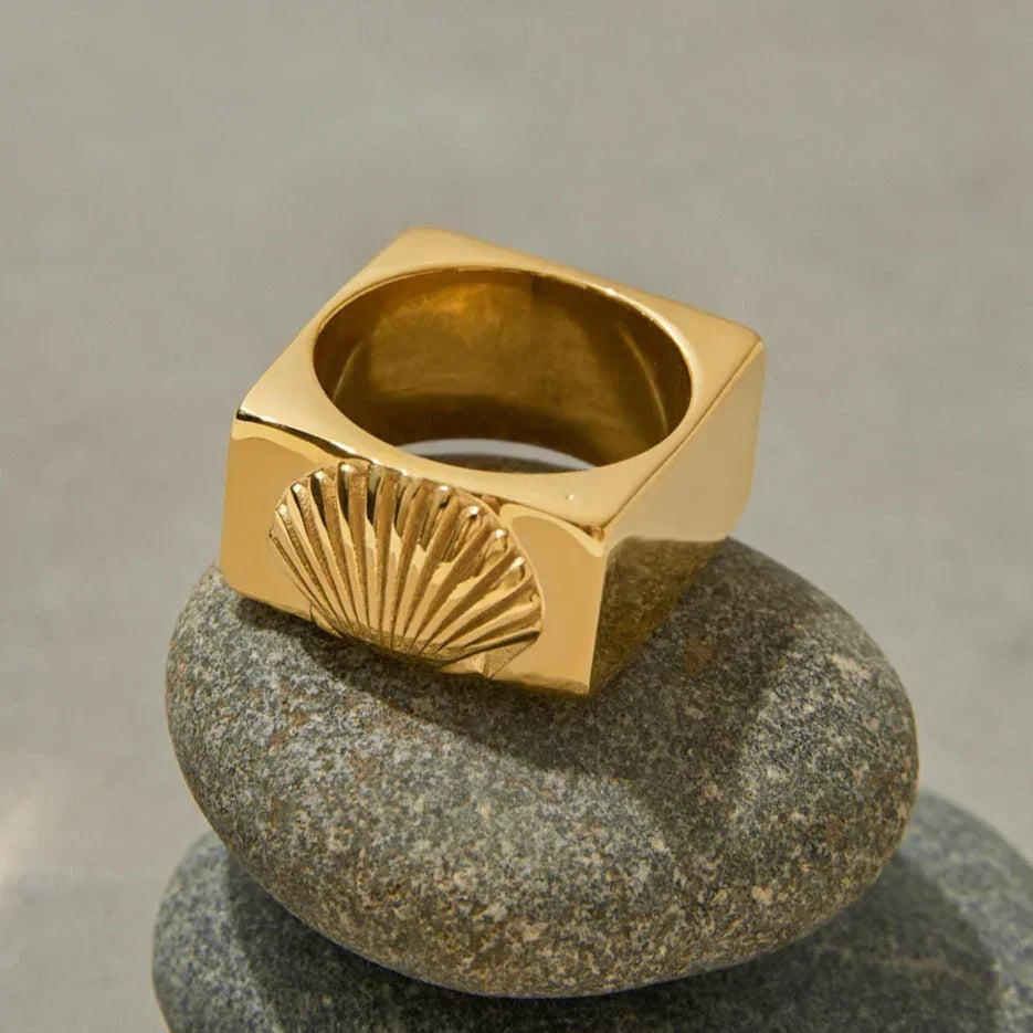 [Echo Fine]Carlotta Geometric Shell Ring
