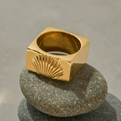 [Echo Fine]Carlotta Geometric Shell Ring