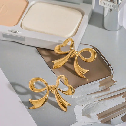 [Echo Fine]Carissa Gold Bowtie Earrings