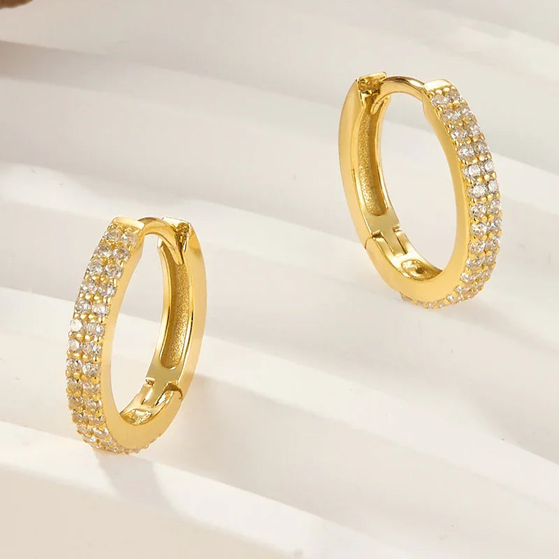[Echo Fine]Cathy Paved Hoop Earrings