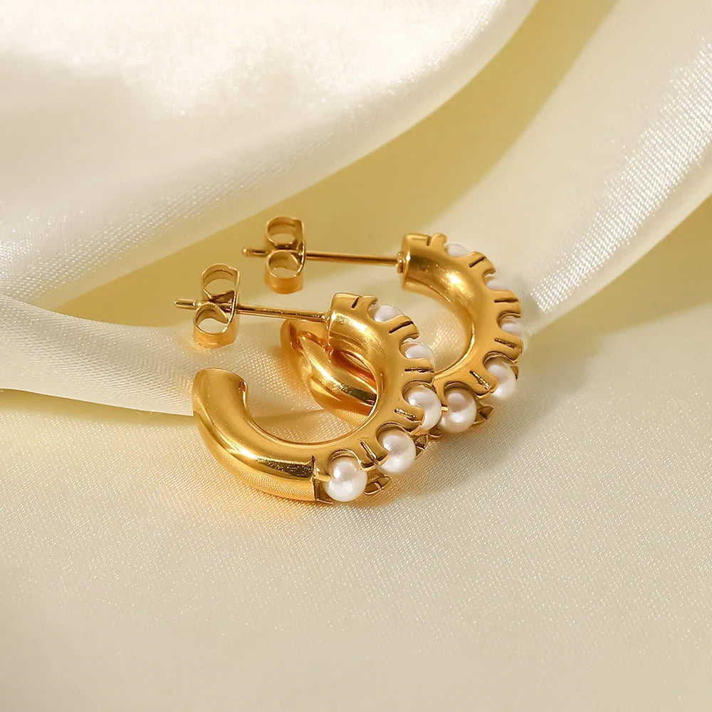 [Echo Fine]Irene Pearl Hoop Earrings