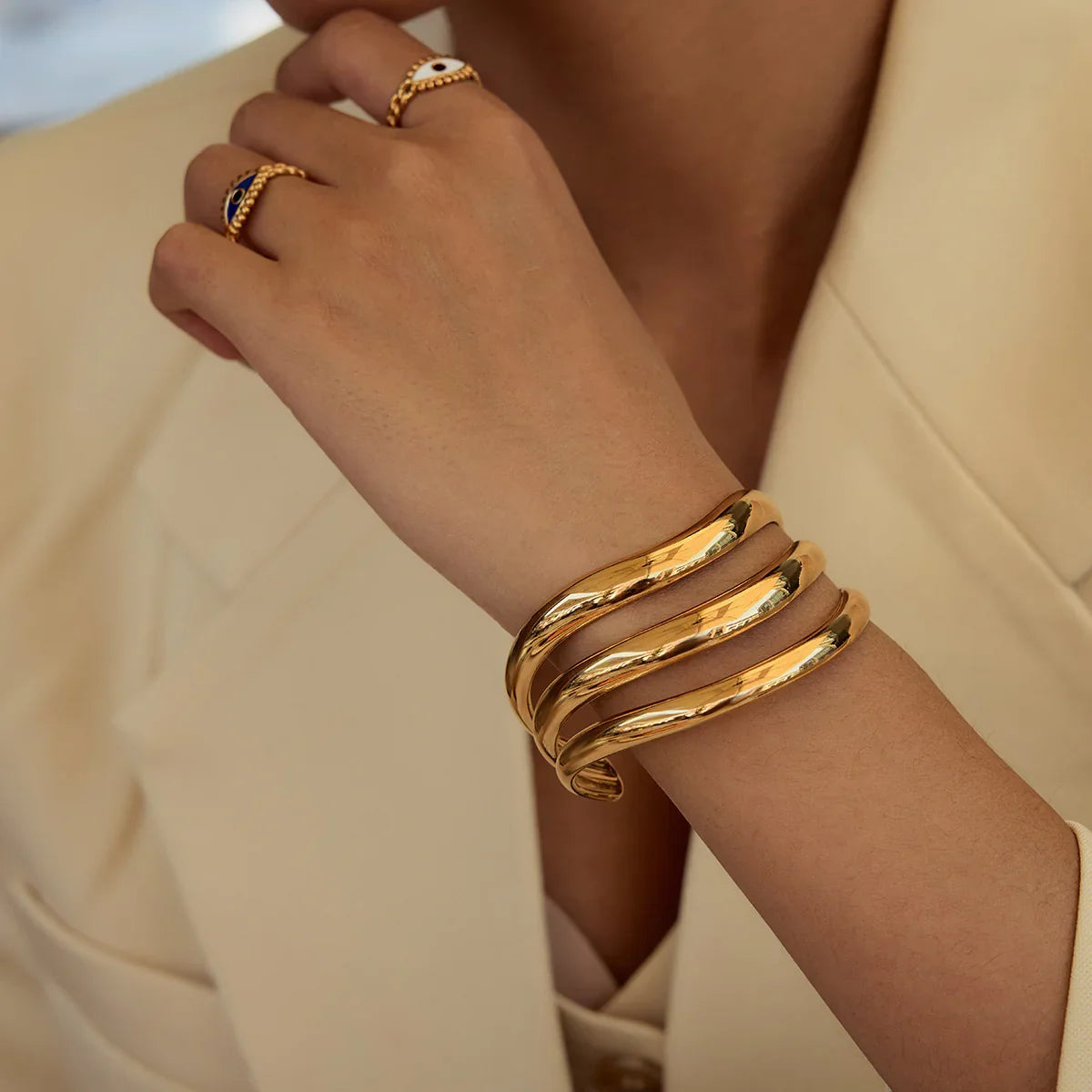 [Echo Fine]Meredith Triple Layer Gold Bangle
