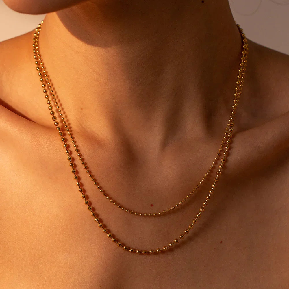 [Echo Fine]Layered Ball Chain Necklace