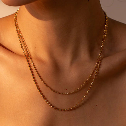 [Echo Fine]Layered Ball Chain Necklace