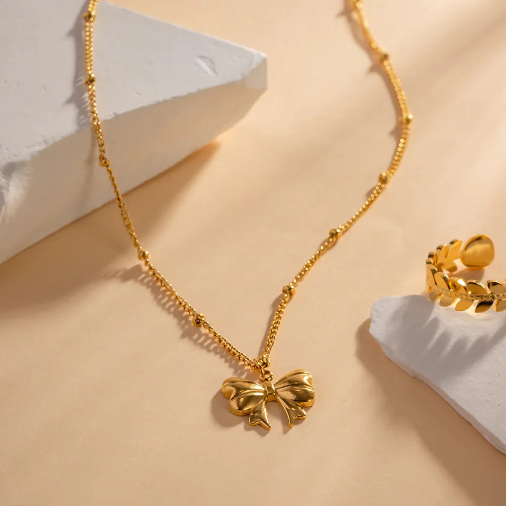 [Echo Fine]June Bow Necklace
