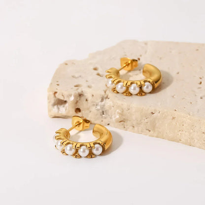[Echo Fine]Irene Pearl Hoop Earrings