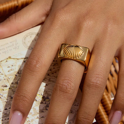[Echo Fine]Carlotta Geometric Shell Ring