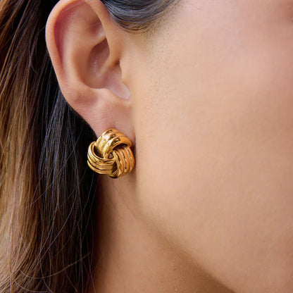 [Echo Fine]Avielle Chunky Gold Knot Earrings