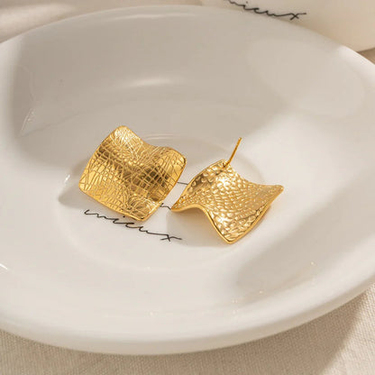 [Echo Fine]Celestina Creased Gold Sheet Earrings