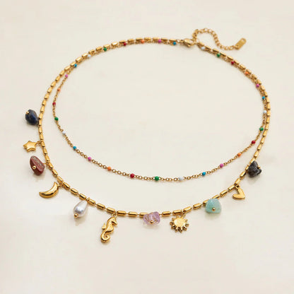 [Echo Fine]Cambria Coastal Charm Layered Necklace