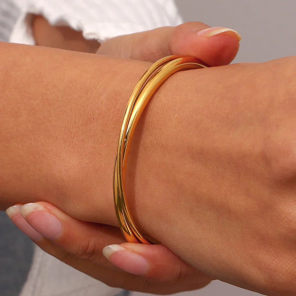 [Echo Fine]Rianne Layered Gold Bangle