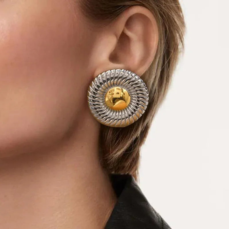 [Echo Fine]Summers Gold Button Earrings